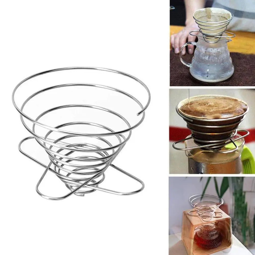 Foldable Coffee Filter Cup Spring Portable Mini Coffee Filter Holder Steel Coffeeware Kitchen Dining Bar