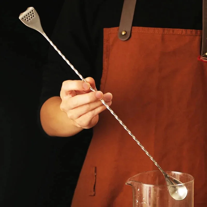 Stainless Steel Spiral Handle Cocktail Spoon Bartender Mixing Spoon Drink Shaker Muddler Stirrer Bar Barware Kitchen Accessories