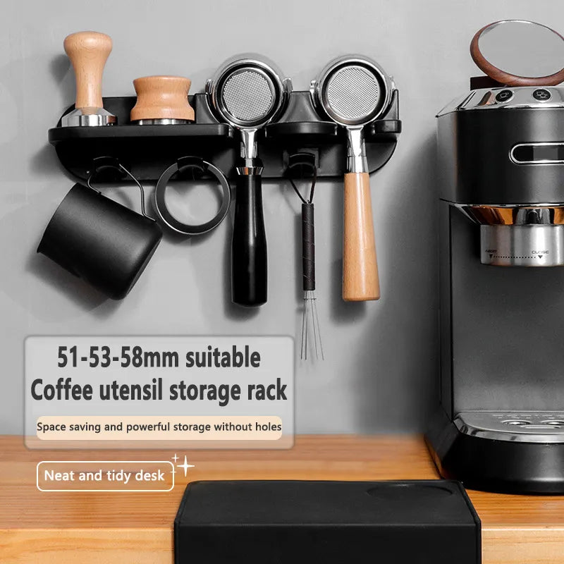 51/54/58mm Wall Mount Coffee Set Storage Rack Puching Free Espresso Coffee Portafilters Holder Coffeeware Organizer Accessories