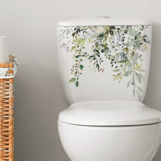 30*25cm Plant Flower Leaf Wall Sticker Creative Toilet Decorative Restaurant Bathroom Commercial  Self-adhesive Wall Sticker