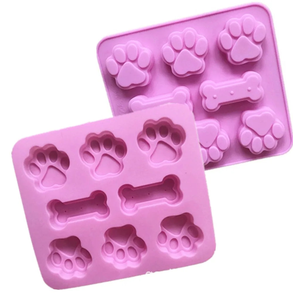 Dog Footprint Silicone Mold Cake Molds Bone Cookie Cutter Fondant 3D DIY Cat Paw Silicone Bakeware Molds Baking Accessories