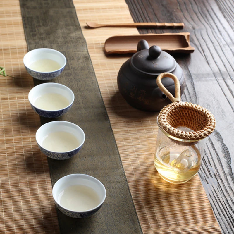 Bamboo Tea Strainers Tea Ceremony Utensils Table Decor Teaware Kitchen Tool Japanese Rattan Wooden Tea Leaves Funnel Accessories