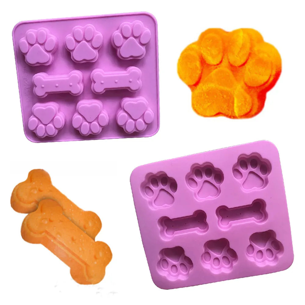 Dog Footprint Silicone Mold Cake Molds Bone Cookie Cutter Fondant 3D DIY Cat Paw Silicone Bakeware Molds Baking Accessories