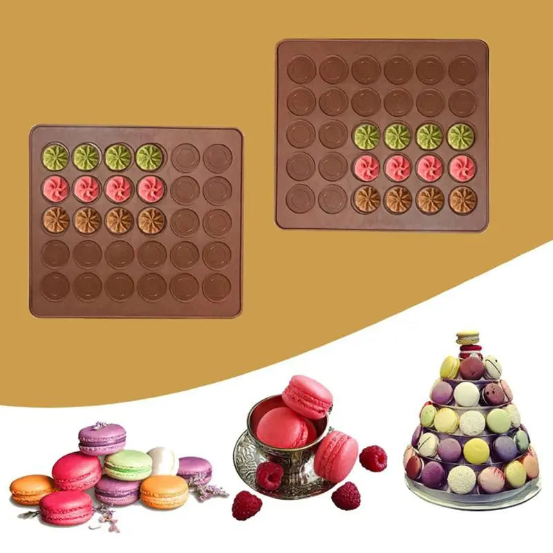 48/30 Holes Non-Stick Silicone Macaron Macaroon Pastry Oven Baking Mould Sheet Mat Diy Mold Useful Tools Cake Bakeware Cake Mold