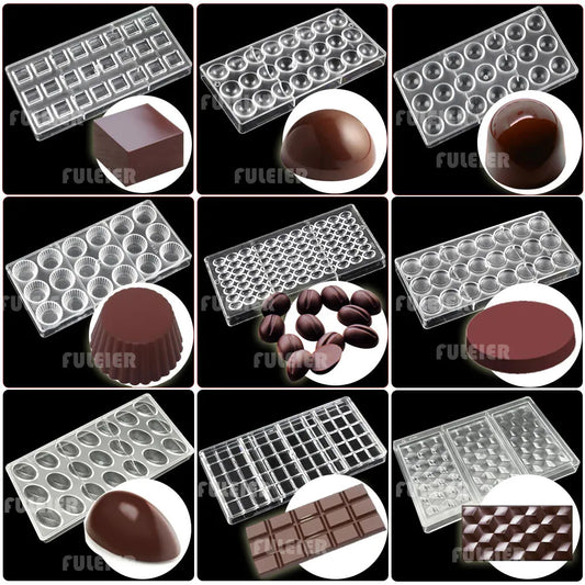 Polycarbonate Chocolate Molds Square Round Sweets Candy Bar Mould Baking Cake BonBon Confectionery Tools Bakeware