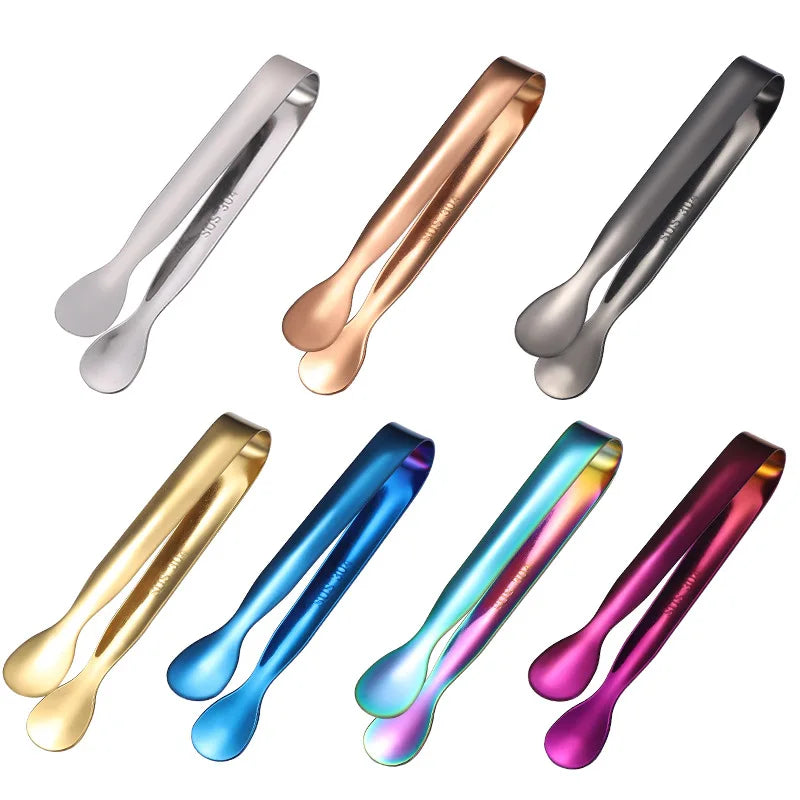 304 Stainless Steel Ice Cube Clips Round Head Sugar Food BBQ Pastry Tongs Kitchen Cooking Serving Clamp Bar Barware Accessories