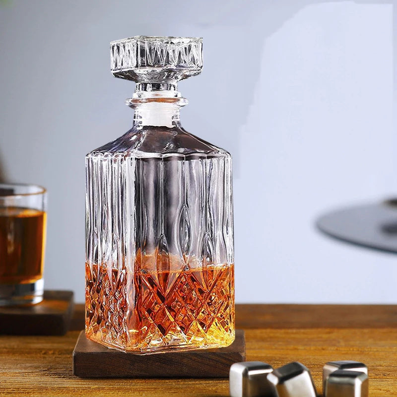 Novelty design 3 styles barware wine glass bottle 1000ml lead-free glass whiskey decanters for Liquor Scotch Bourbon