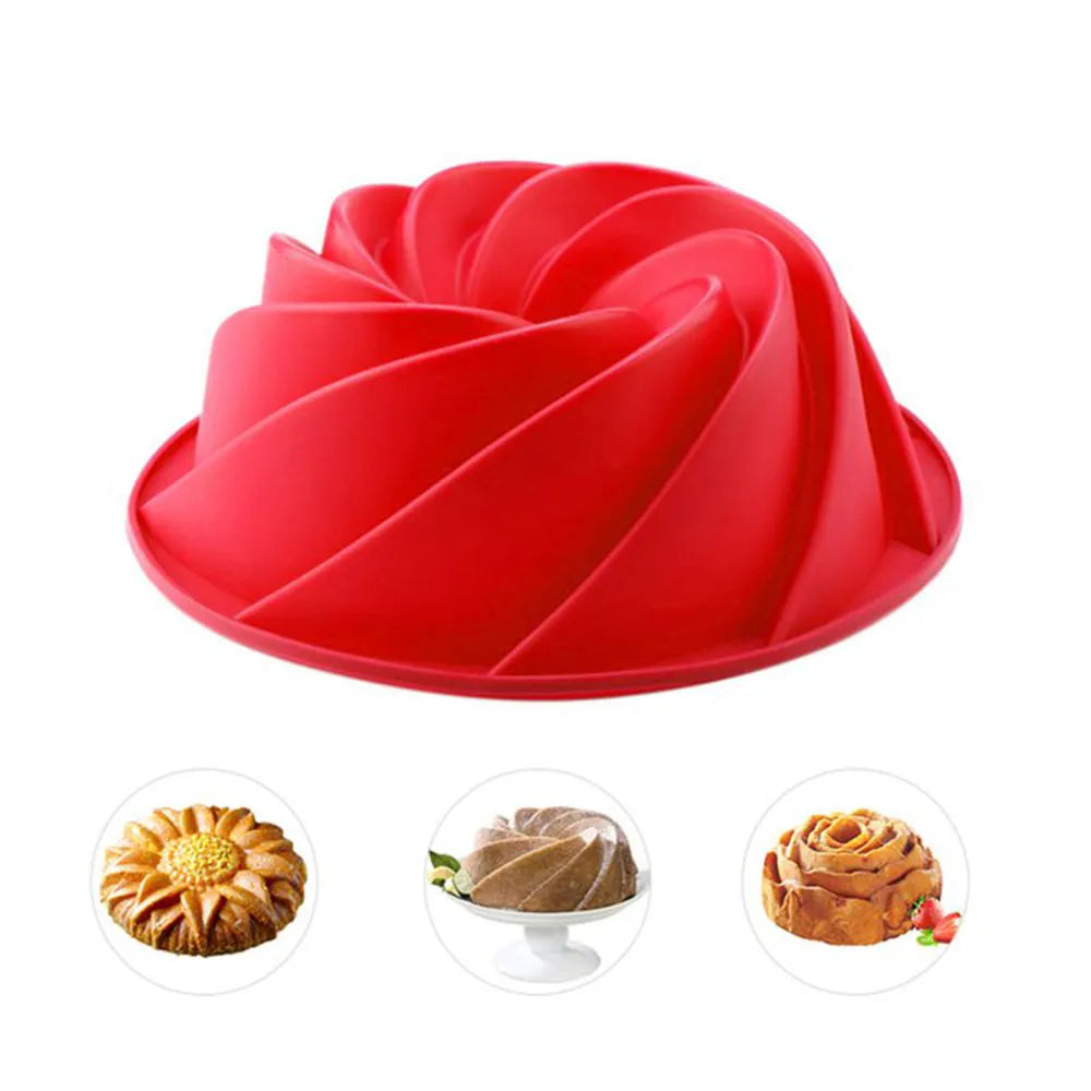 3D Large Spiral Shape Silicone Cake Pan moule silicone pâtisserie Bakeware Mold baking Tools Cyclone Shape Cake Mould 10- inch
