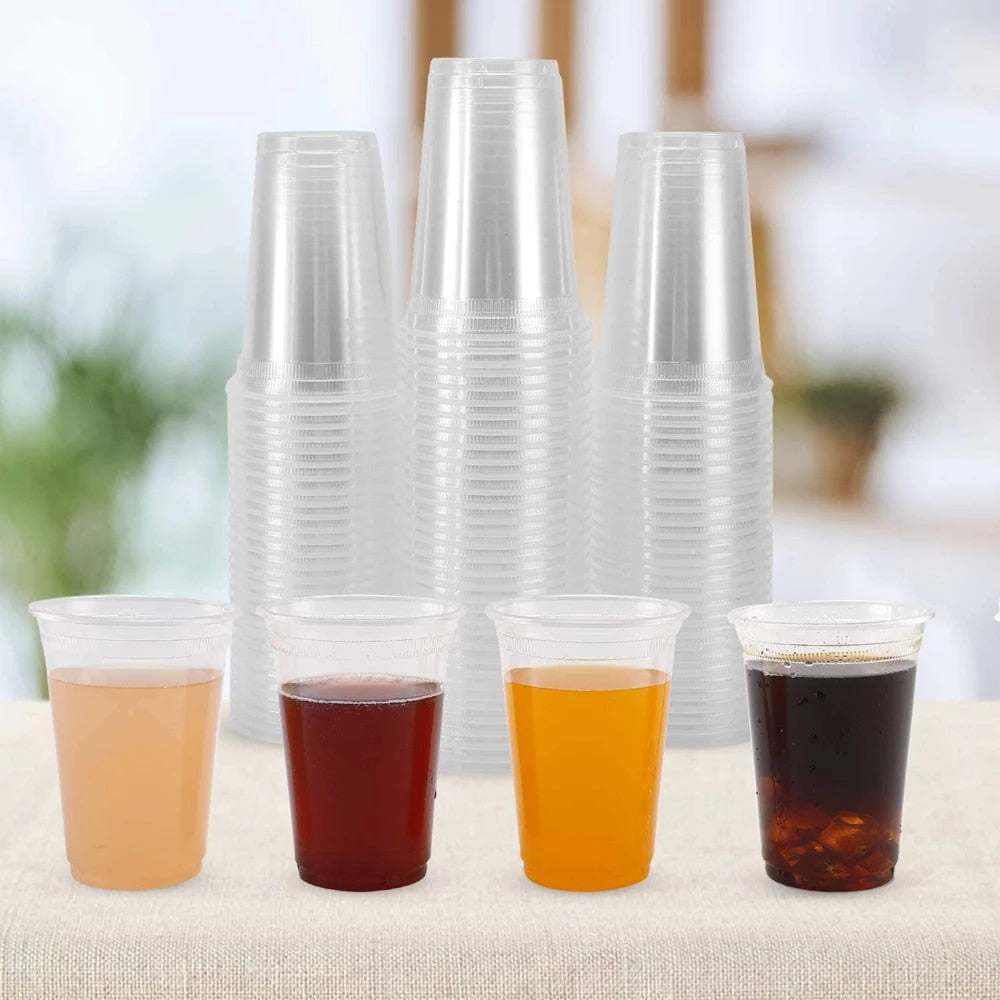 50/100 Pcs Transparent Plastic Disposable Cup Party 8 Oz Small Wine Glass Transparent Durable Drinking Cup Tea Cup Coffee Cups