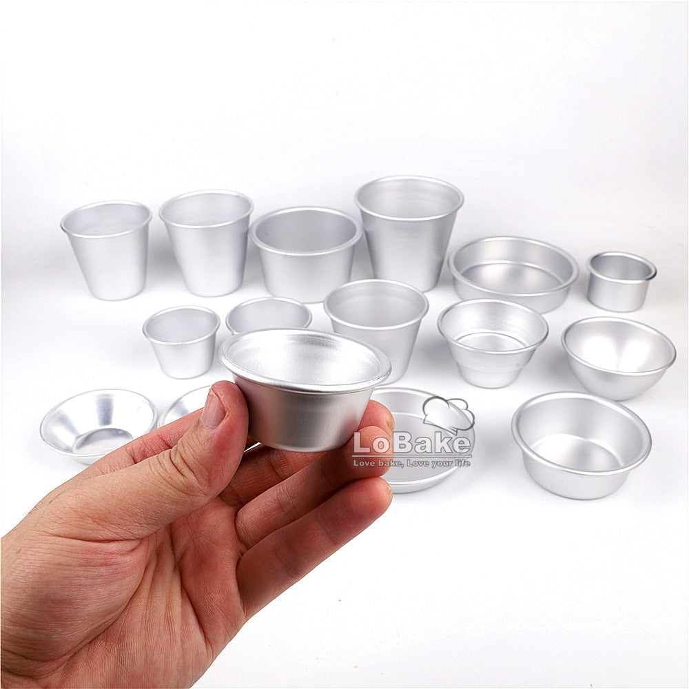10pcs/lot Various cups design aluminum alloy cake cup moulds cheese cupcake pan jelly tart mold pudding tin for oven bakeware