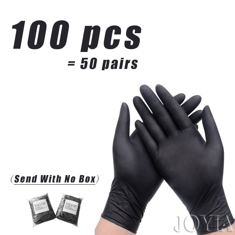 Black Disposable Nitrile Gloves 100pcs Latex Free Powder-Free Small Medium Large Pink Tattoo Gloves For Work Kitchen Clean XS XL