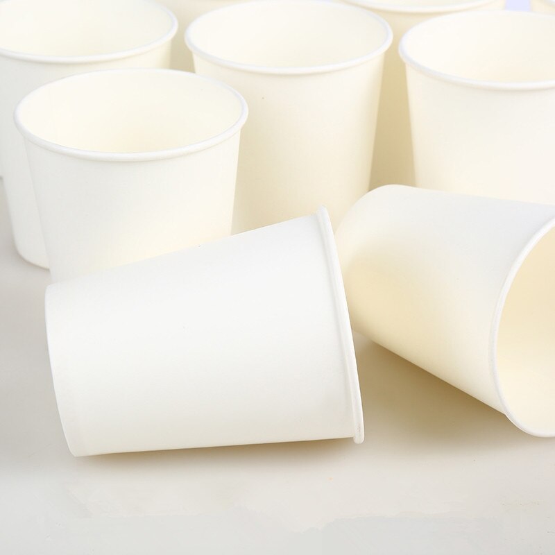 100pcs/Pack 250ml Pure White Paper Cups Disposable Coffee Tea Milk Cup Drinking Accessories Party Supplies Accept Customize