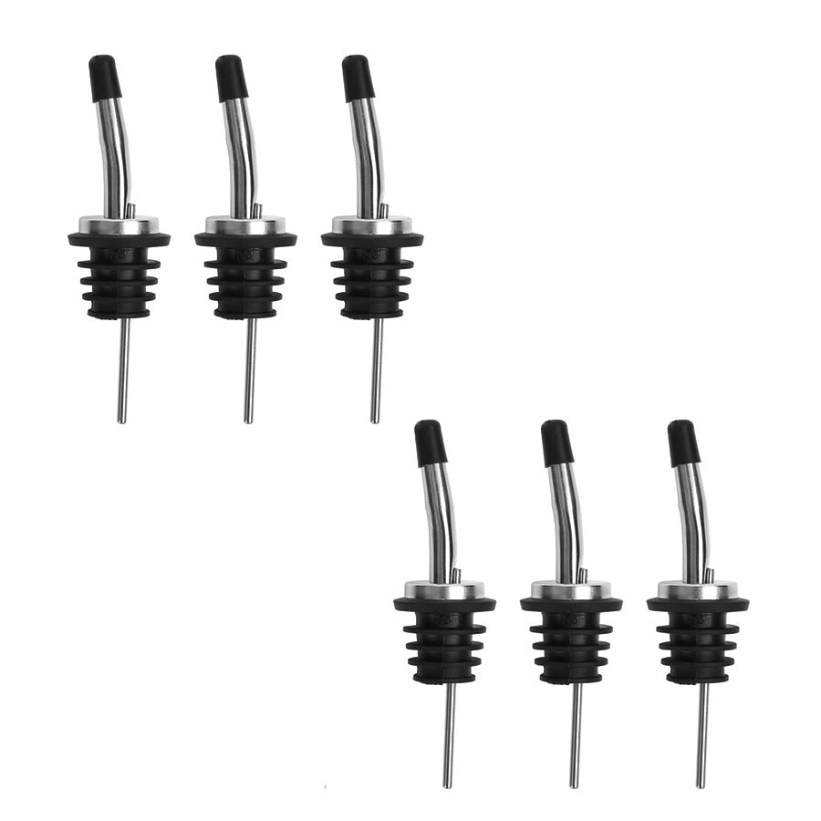 12 Pack Stainless Steel Classic Bottle Pourers Tapered Spout - Liquor Pourers with Rubber Dust Caps