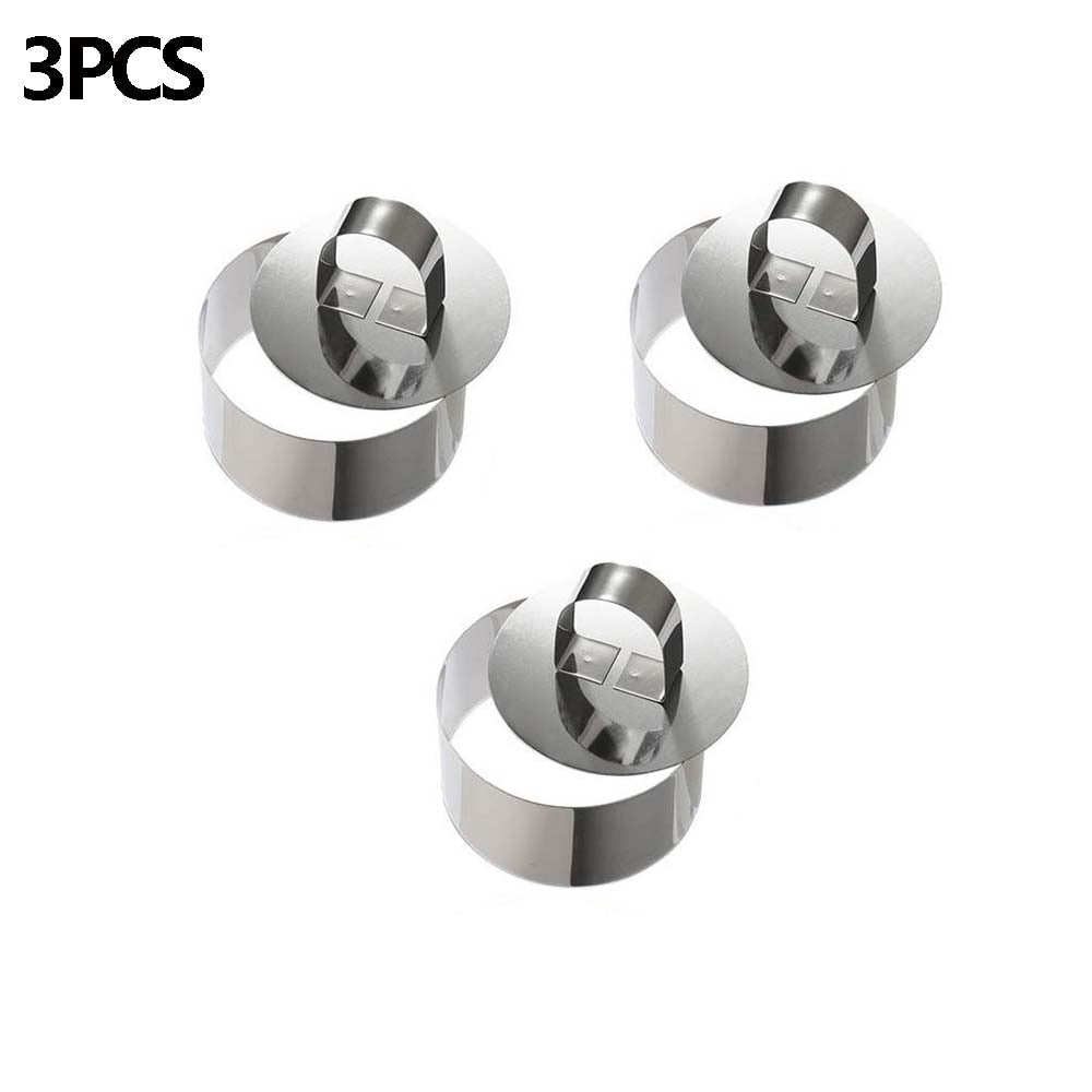 3/5/6pcs/pack Cake Molds Stainless Steel Cake Rings Set Round Dessert Mousse Mold with Pusher Pancake Pastry Tool Cookie Cutter