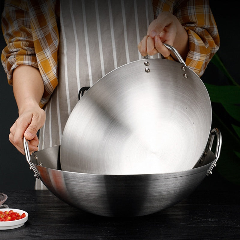 Thicken Wok Pan Home Garden Non-stick Skillet Stainless Steel Pan Gas Stoves Cooking Pot Cauldron Cast Iron For Kitchen