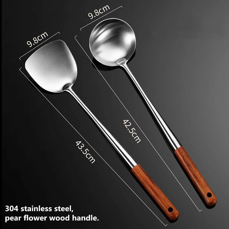 Kitchen Utensils Wok Spatula Iron and Ladle Tool Set Spatula For Stainless Steel Cooking Equpment Kitchen Accessories Essentials