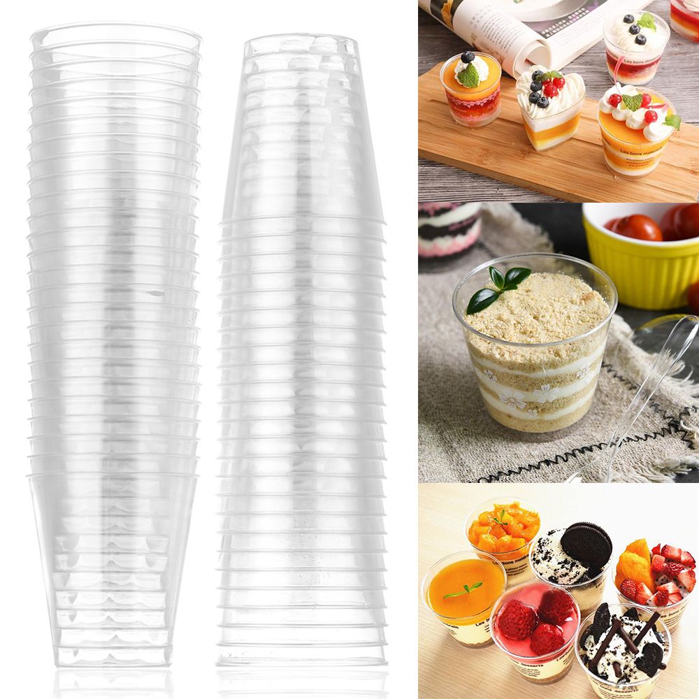 50ml/90ml Round Disposable Plastic Shot Glasses Dessert Cups Drinks Wedding Party Decorations Supplies Home Kitchen Cup