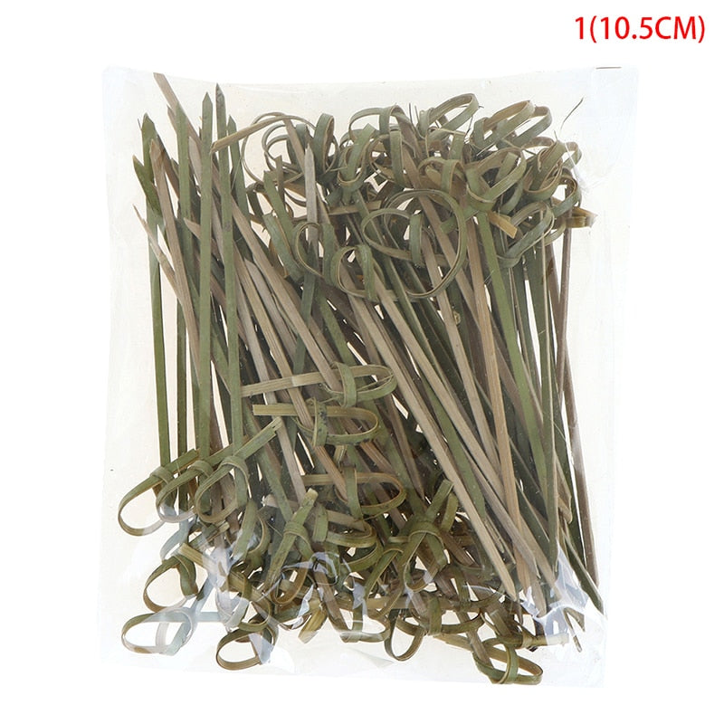 100pcs/Pack Disposable Bamboo Knot Skewers Bamboo Knot Picks Bamboo Picks Cocktail Picks With Twisted Ends For Cocktail Party