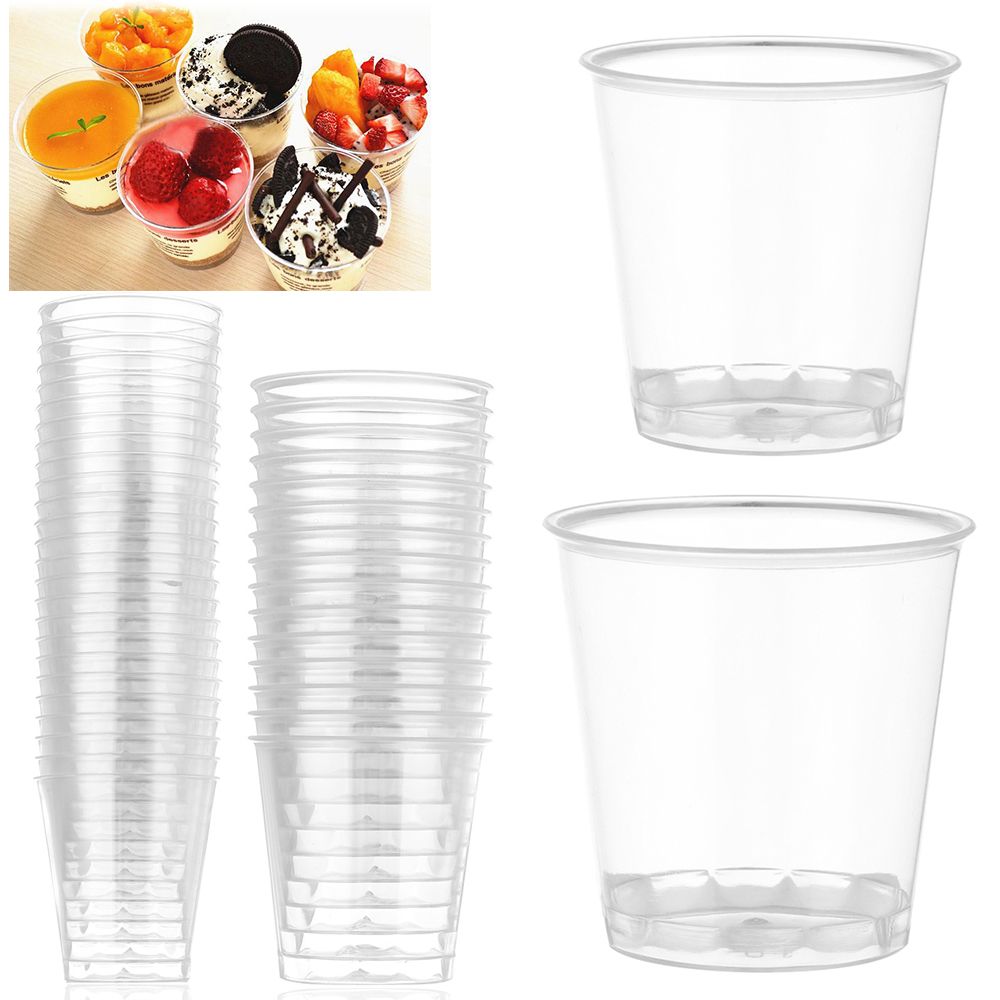 50ml/90ml Round Disposable Plastic Shot Glasses Dessert Cups Drinks Wedding Party Decorations Supplies Home Kitchen Cup