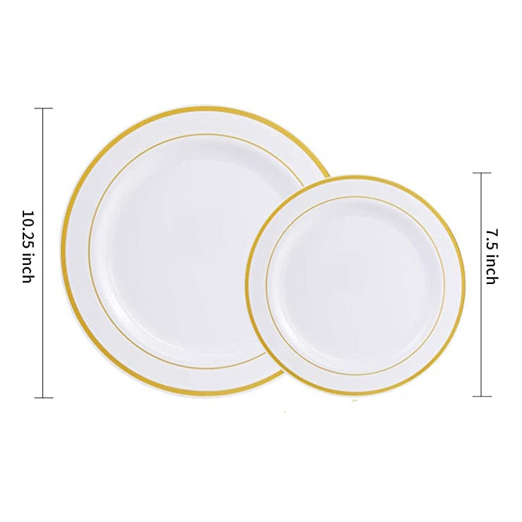 40pcs Gold Plastic Plates,Dinner Plates and Salad Plates Combo,Disposable Heavy Duty Plastic Plates for Parties Wedding